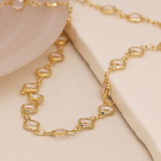 Golden Bezel Crystal Necklace by Peace of Mind